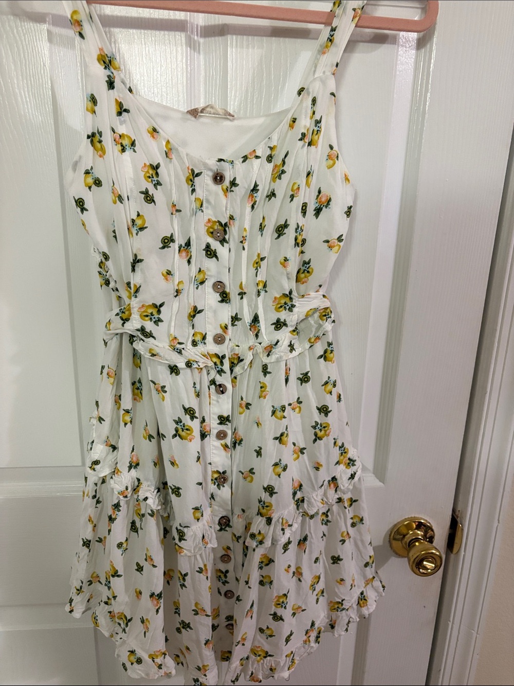 Altar'd State White Lemon-Print Mini Dress